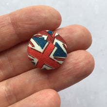 Load image into Gallery viewer, Union Jack Buttons, fabric covered buttons, London, Union Jack, King Charles, Great Britain flag, handmade buttons, buttons