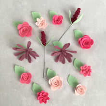 Load image into Gallery viewer, Shades of Pink Felt Flower Kit, Die cut felt flowers
