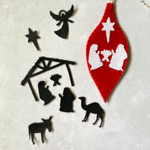 Load image into Gallery viewer, Felt Nativity Silhouettes, Felt Die Cut Christmas Nativity
