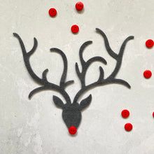 Load image into Gallery viewer, 4x Extra Large Felt Rudolph with Shiny Button nose