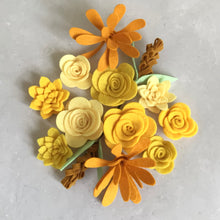 Load image into Gallery viewer, Yellow and Lemon Felt Flower Kit, Die cut felt flowers