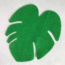 Load image into Gallery viewer, Large Green Felt Tropical Leaves, Felt Die Cut Monstera Leaf