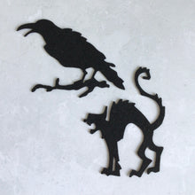 Load image into Gallery viewer, Felt Halloween Raven and Cat Die Cuts, Handmade Embellishments