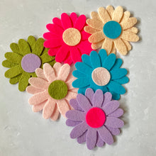 Load image into Gallery viewer, Multicoloured Felt Daisy Flowers, LARGE, Felt Die Cut Daisies