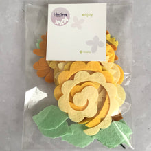 Load image into Gallery viewer, Yellow and Lemon Felt Flower Kit, Die cut felt flowers