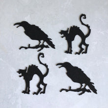 Load image into Gallery viewer, Felt Halloween Raven and Cat Die Cuts, Handmade Embellishments