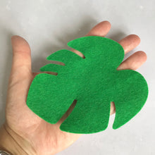 Load image into Gallery viewer, Large Green Felt Tropical Leaves, Felt Die Cut Monstera Leaf