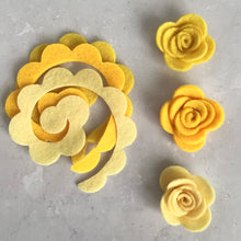Load image into Gallery viewer, Yellow and Lemon Felt Flower Kit, Die cut felt flowers