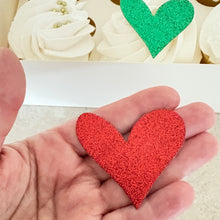 Load image into Gallery viewer, Heart Cupcake Toppers, Swirly Glitter Cupcake Charms