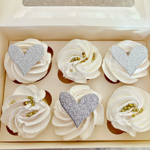 Load image into Gallery viewer, Heart Cupcake Toppers, Swirly Glitter Cupcake Charms