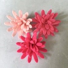 Load image into Gallery viewer, Pink Felt Chrysanthemums, Felt Die Cut Chrysanthemum Flowers