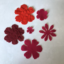 Load image into Gallery viewer, Red Felt Flowers, Large Die Cut Felt Flowers