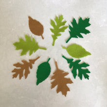 Load image into Gallery viewer, Large Green & Brown Felt Leaves, Die Cut felt leaves