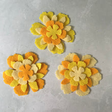 Load image into Gallery viewer, Yellow Felt Flowers, Large, Felt Die Cut Flowers