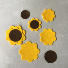Load image into Gallery viewer, Yellow Felt Sunflowers, Large Die Cut Felt Flowers