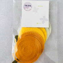Load image into Gallery viewer, Yellow Felt Ranuncula Flowers | Yellow die cut felt flowers