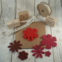 Load image into Gallery viewer, Red Felt Flowers, Large Die Cut Felt Flowers