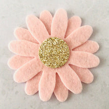 Load image into Gallery viewer, Pink Daisy Flowers, LARGE, Die Cut Felt Daisies, Champagne Glitter Centres