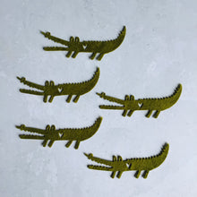 Load image into Gallery viewer, Green Felt Crocodile, felt die cut crocodiles, die cut alligator