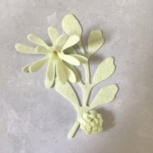 Load image into Gallery viewer, Ivory Felt Flowers & Leaves, Felt Die Cut Flowers, 3D Roll Up Flowers