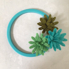 Load image into Gallery viewer, Green & Blue Felt Succulents, Felt Die Cut Succulents Flowers