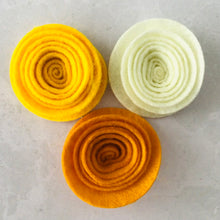 Load image into Gallery viewer, Yellow Felt Ranuncula Flowers | Yellow die cut felt flowers