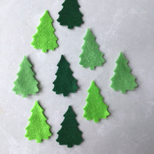 Load image into Gallery viewer, Green Felt Trees, Medium Sized Trees, Die Cut Felt Trees, Felt Christmas Trees