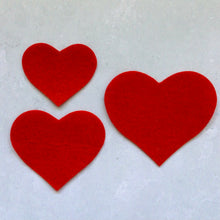 Load image into Gallery viewer, Red Felt Hearts, Multi Size Pack, Die Cut Felt Hearts