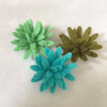 Load image into Gallery viewer, Green & Blue Felt Succulents, Felt Die Cut Succulents Flowers