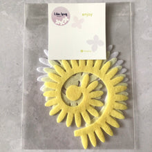 Load image into Gallery viewer, Lemon Felt Chrysanthemums, Die Cut Felt Chrysanthemum Flowers, Yellow Chrysanthemums