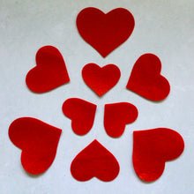 Load image into Gallery viewer, Red Felt Hearts, Multi Size Pack, Die Cut Felt Hearts
