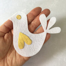 Load image into Gallery viewer, White Felt Doves, 2 Die Cut Felt Turtle Doves