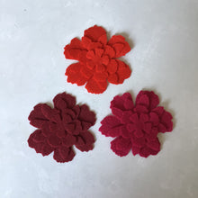 Load image into Gallery viewer, Red Felt Flowers, Large Die Cut Felt Flowers