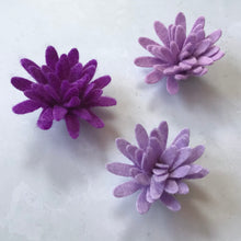 Load image into Gallery viewer, Lilac Felt Chrysanthemums, Die Cut Felt Chrysanthemum Flowers, Purple Felt Chrysanthemums