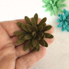 Load image into Gallery viewer, Green & Blue Felt Succulents, Felt Die Cut Succulents Flowers
