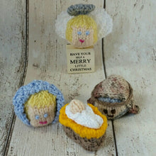 Load image into Gallery viewer, Knitted Christmas Nativity Set, Ferrero Rocher Chocolate Covers, Heirloom Nativity Set
