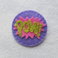 Load image into Gallery viewer, Sew Your Own Felt POW ! Pin Badge Kit, Die cut felt Superhero Brooch kit