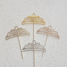 Load image into Gallery viewer, Top Hat and Tiara Glitter Cupcake Toppers
