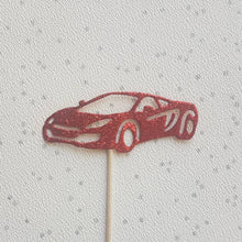 Load image into Gallery viewer, Red Glitter Sports Car Cake Topper, Car Cupcake Toppers