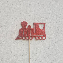 Load image into Gallery viewer, Train Cake Toppers, Glitter Train cupcake toppers