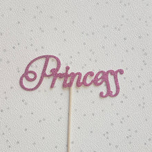 Load image into Gallery viewer, Pink Princess Cake Topper, Glitter Princess Cupcake Topper
