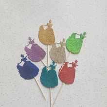 Load image into Gallery viewer, Princess Cake Toppers, Mixed Colour Pack, Cupcake Toppers, Party decor, Lady cake topper, Girl's Birthday party, Baby Shower, Gender Reveal