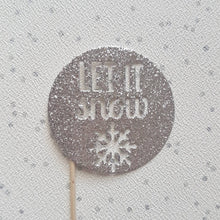 Load image into Gallery viewer, Let It Snow Toppers, Snowflake Toppers, Christmas Toppers, Cupcake Toppers, Christmas Decor, Party Cake Toppers, Winter Wonderland