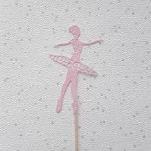 Load image into Gallery viewer, Ballerina Cake Topper, Ballet Cake Toppers, Cupcake Toppers, Glitter Cake Toppers, Pink Ballet Toppers, Gold Ballet Toppers, Cake Toppers