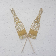 Load image into Gallery viewer, Champagne Cake Topper, Bottle Cake Toppers, Celebration Toppers, Cake Toppers, Glitter Cake Toppers, Engagement Toppers,