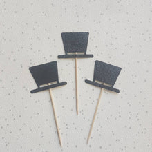 Load image into Gallery viewer, Top Hat and Tiara Glitter Cupcake Toppers