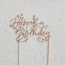 Load image into Gallery viewer, Happy Birthday Cake Topper, Rose Gold Cake Topper, Glitter Cake Topper
