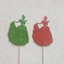 Load image into Gallery viewer, Princess Cake Toppers, Mixed Colour Pack, Cupcake Toppers, Party decor, Lady cake topper, Girl's Birthday party, Baby Shower, Gender Reveal