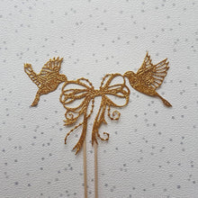 Load image into Gallery viewer, Wedding Dove Cake Topper, Doves and Bow Glitter Cake Topper