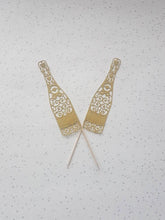 Load image into Gallery viewer, Champagne Cake Topper, Bottle Cake Toppers, Celebration Toppers, Cake Toppers, Glitter Cake Toppers, Engagement Toppers,